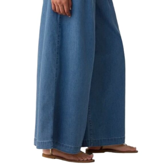 Gap + DOEN Jeans Wide Legs Pleated High Waist Ankle Length Medium Blue, size 6 - Picture 7 of 16